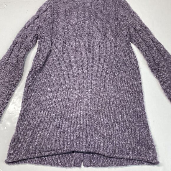 J Jill Button Up Cable Knit Cardigan XSmall Purple Lavender Long Chunky Sweater - Picture 9 of 12
